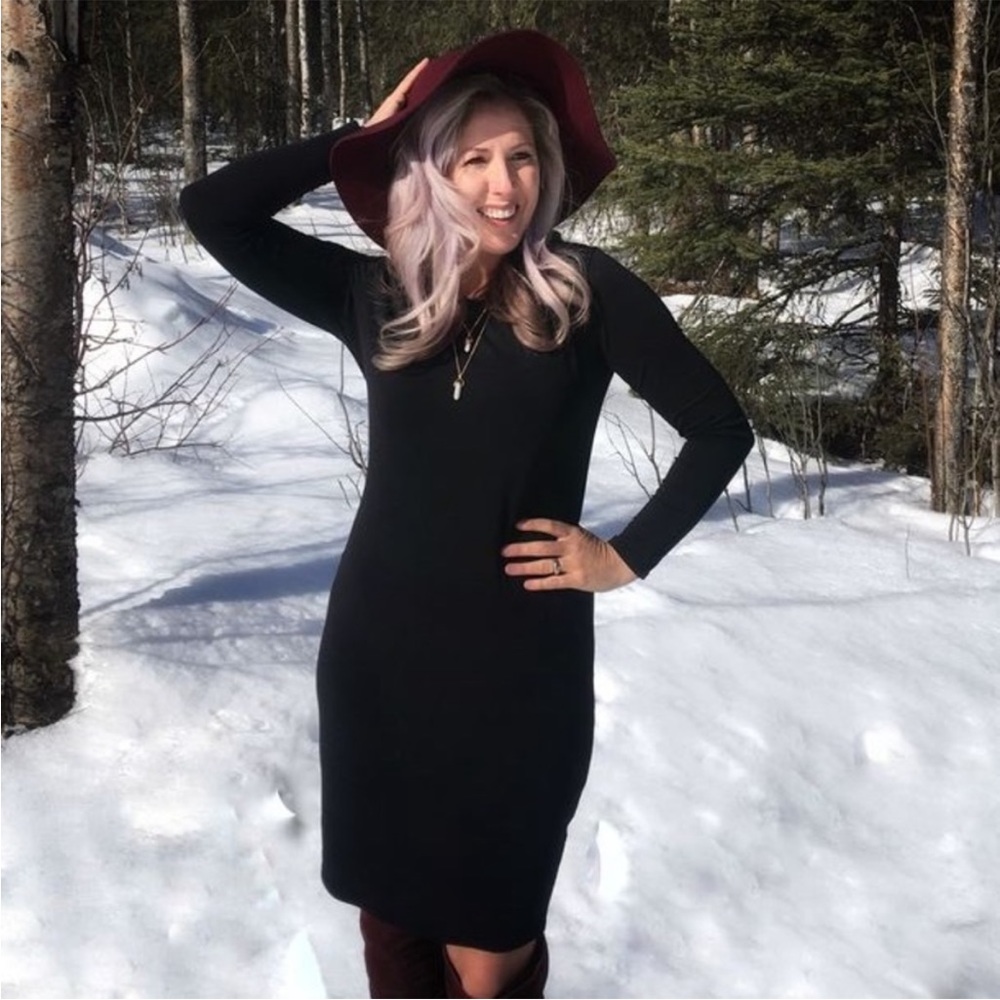Black Long Sleeve Fitted Dress LuLaRoe Debbie Small